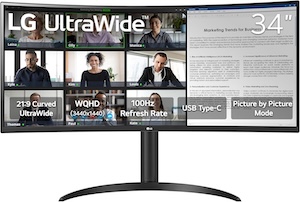 LG 34WR55QK-B 34-inch UltraWide WQHD Curved Computer Monitor